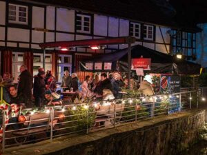 Terasse des Hotels Loemühle Marler Weihnacht